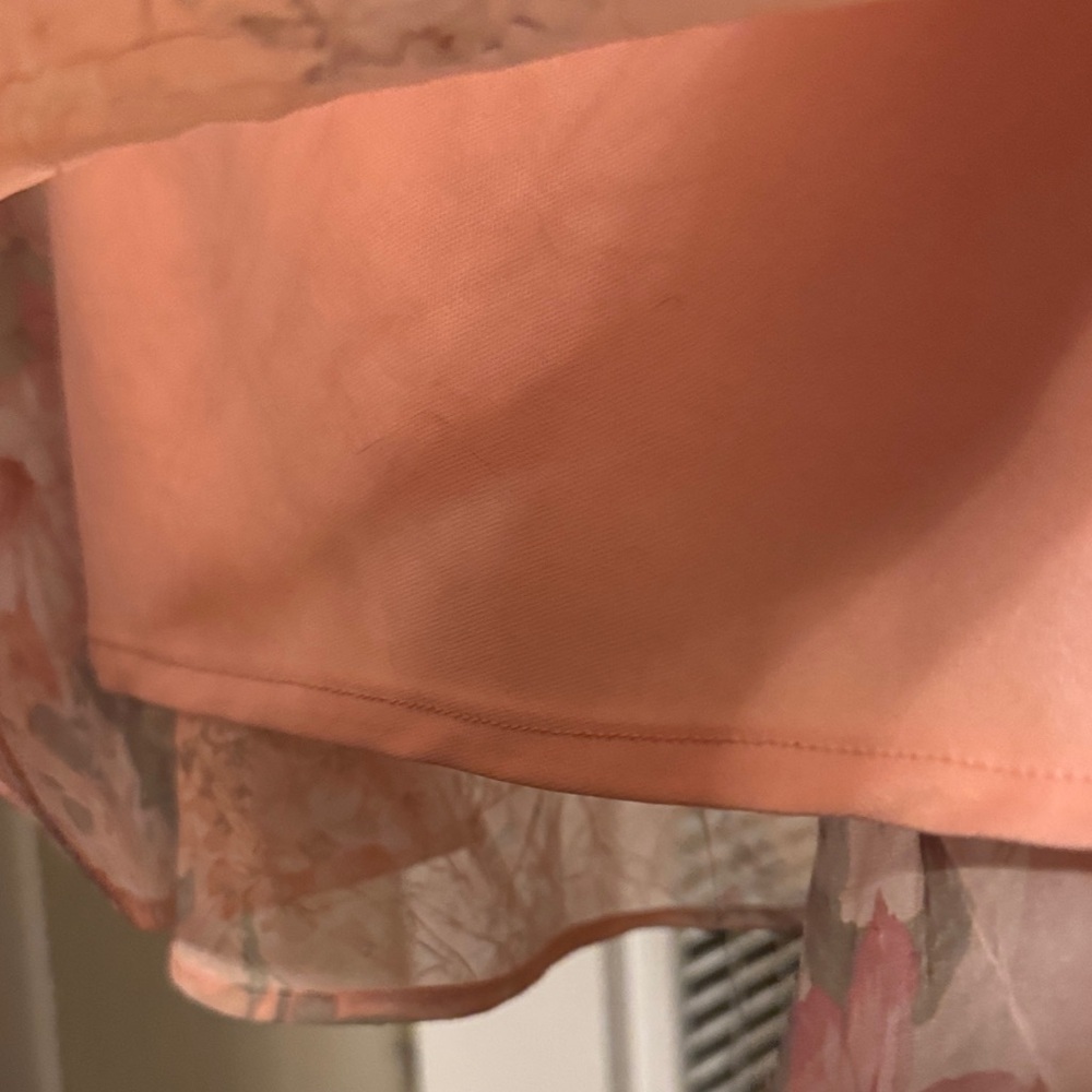 VTG Karin Stevens Sheer Overlay Sleeveless Peach Floral Fairy Midi Slip Dress 10 - Picture 5 of 8